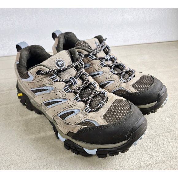 Merrell Moab 2 Vent Hiking Shoes Women’s 9 Taupe Brown Suede Mesh Vibram J99764 - Picture 1 of 10